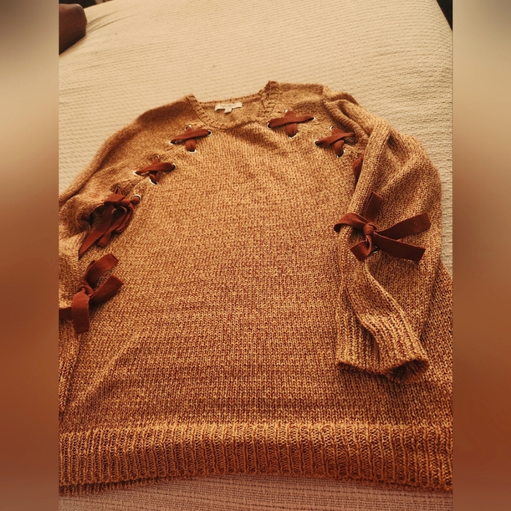 Cozy Knit Sweater with Bow Accents